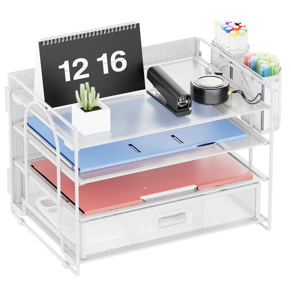 marbrasse-schreibtisch-organizer-4-ebenen-wei-mit-schublade image 1