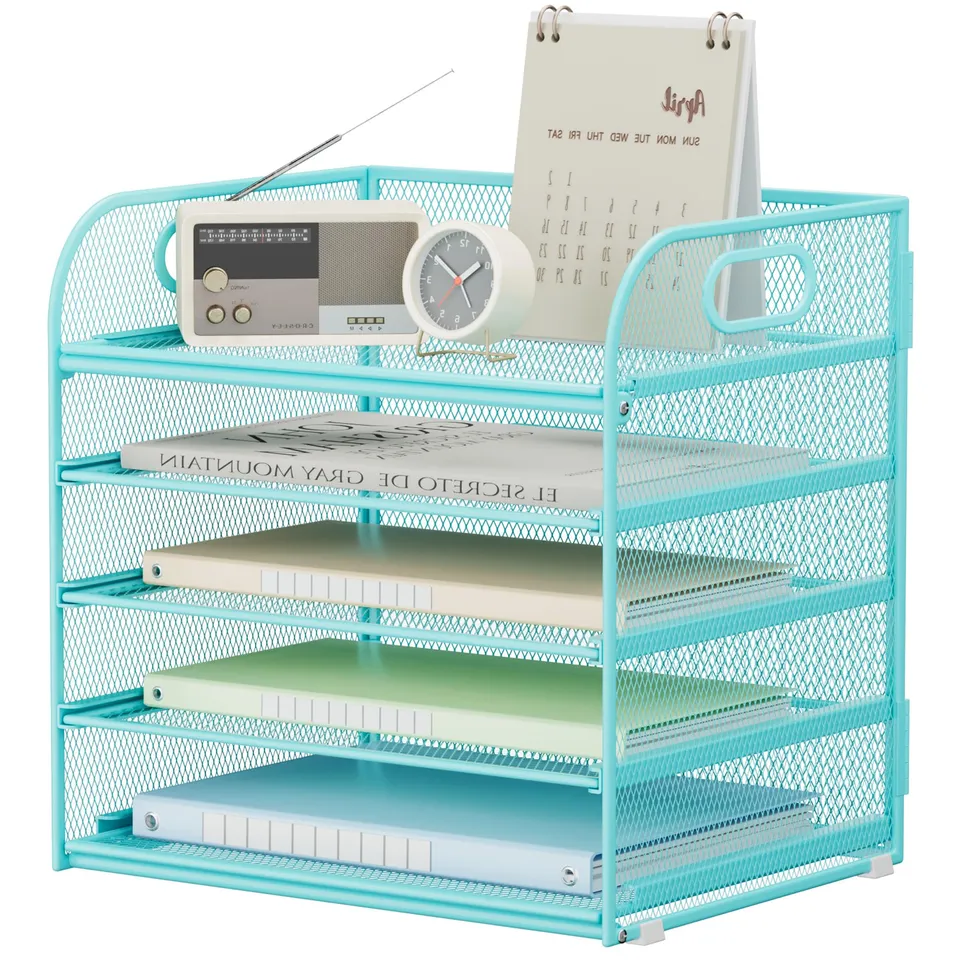vitviti-desk-organizer-briefablage-blau-5-stufig-mit-griff image 1