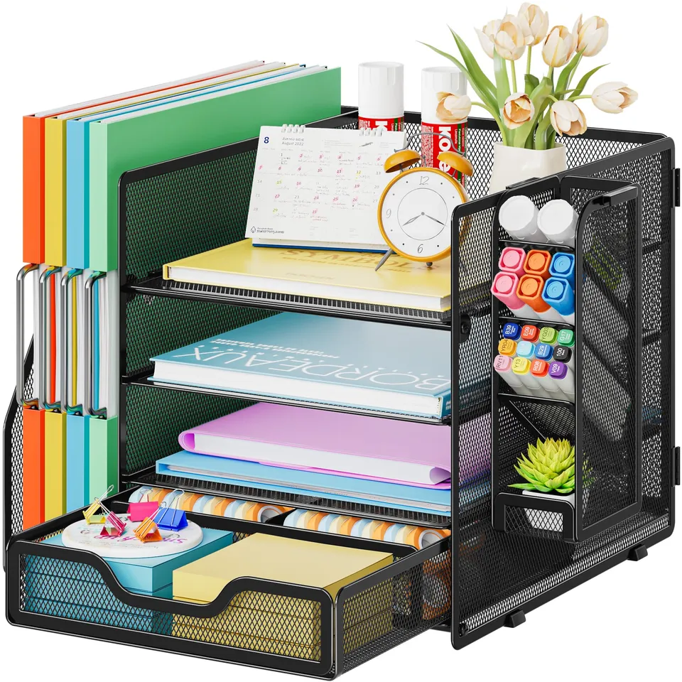marbrasse-office-4-teilig-schreibtisch-organizer-schwarz-mit-schublade image 1