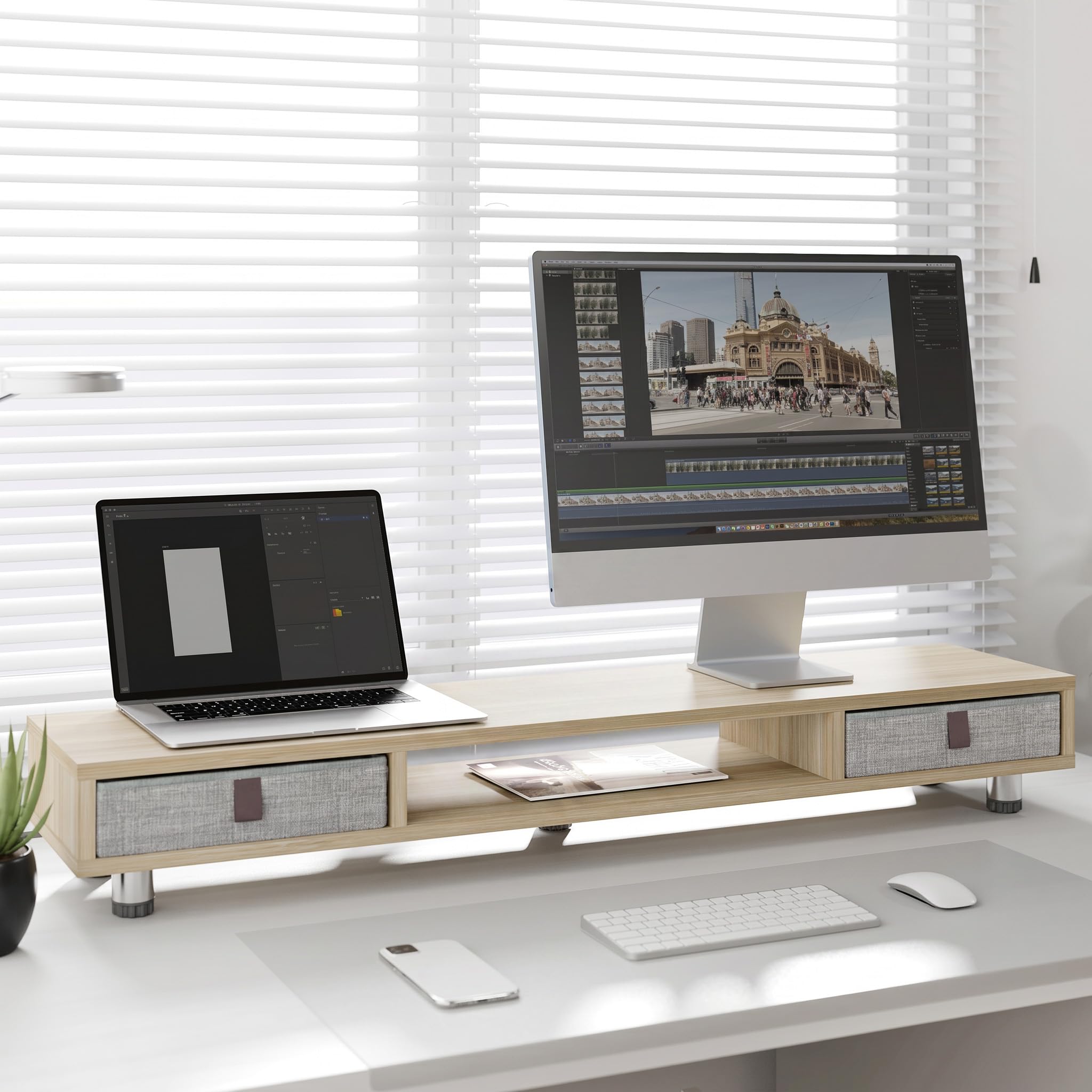 fenge-matrix-monitorst-nder-108cm-eiche-2-schubladen image 2