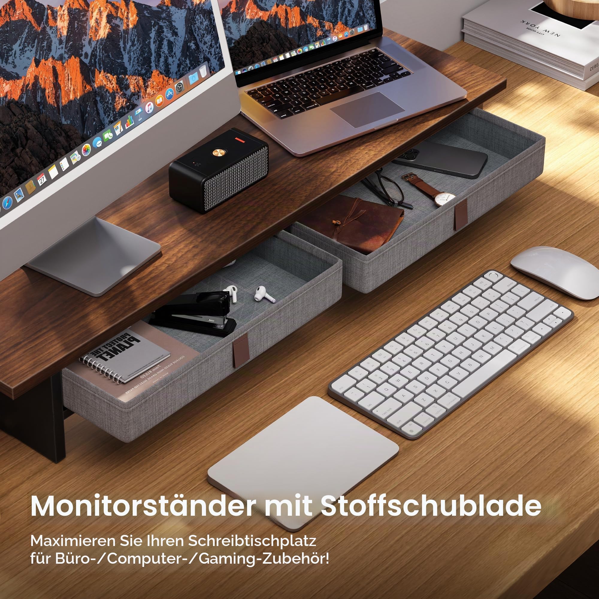 fenge-rodin-series-monitorst-nder-90cm-braun-2-schubladen-holz image 4