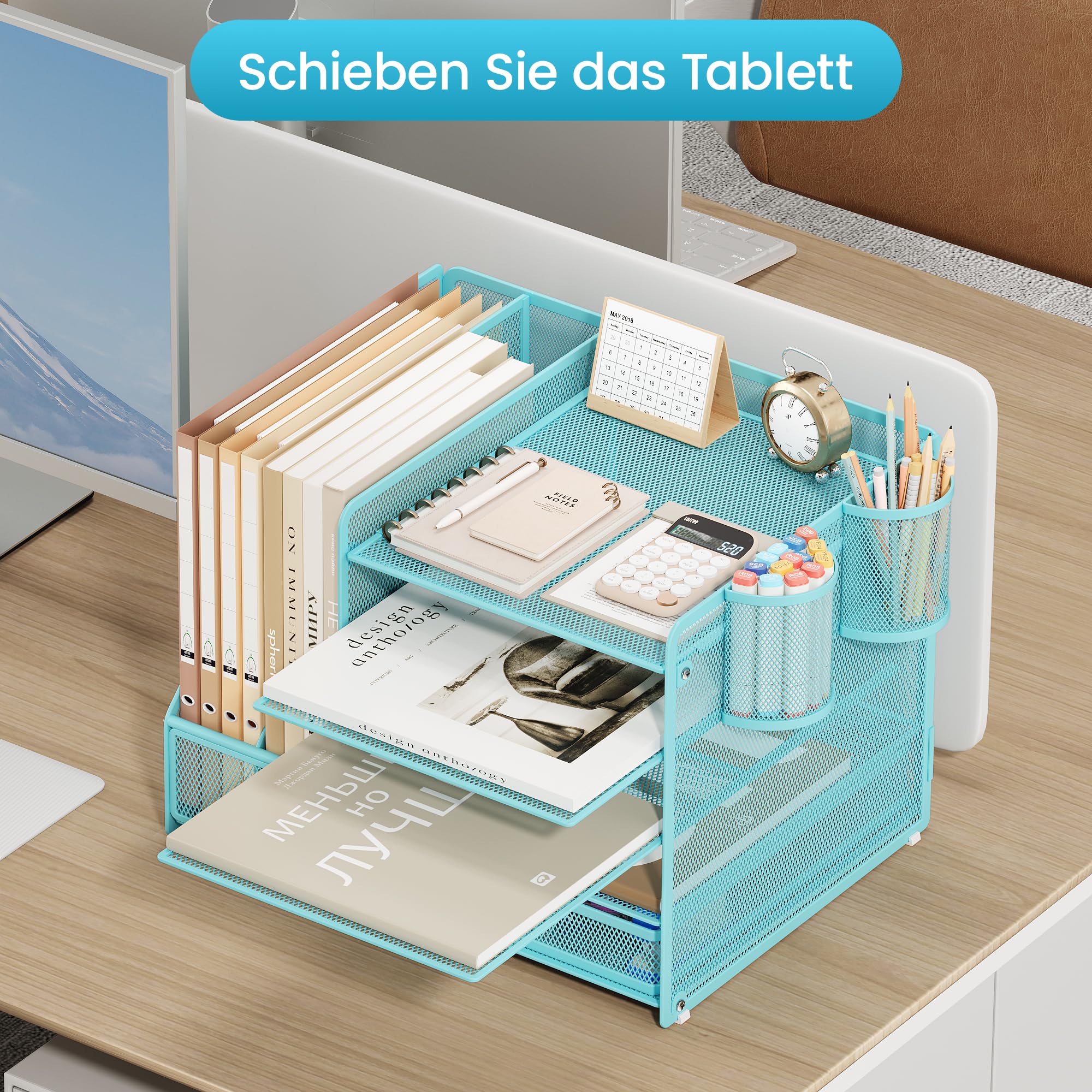 vitviti-desk-organizer-schreibtisch-organizer-blau-5-f-cher-metall image 2