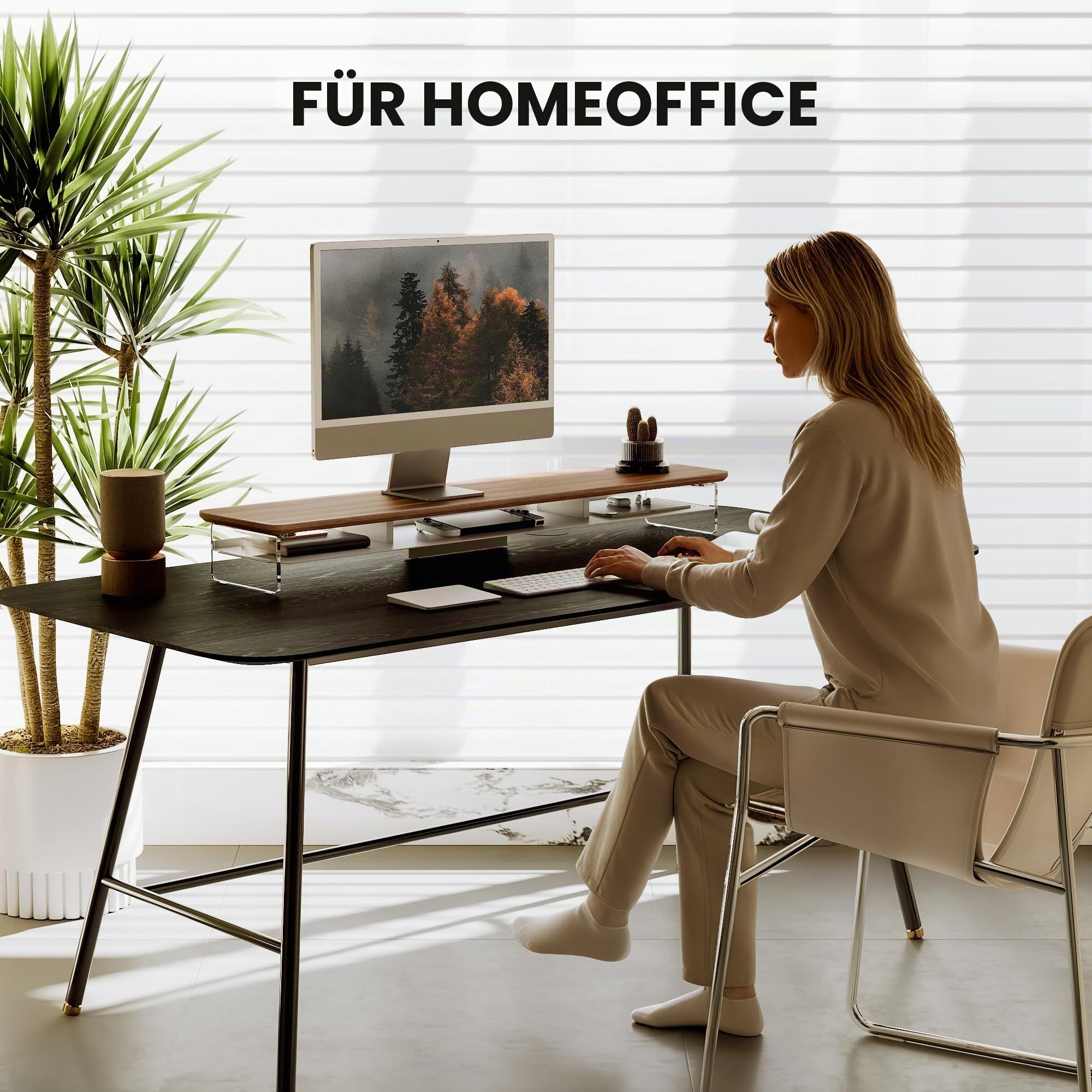 fenge-yugen-series-monitorst-nder-108cm-braun-acryl-holz image 3