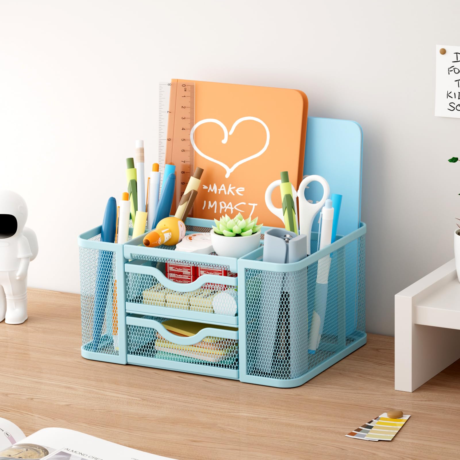 marbrasse-schreibtisch-organizer-netz-blau-2-schubladen image 4