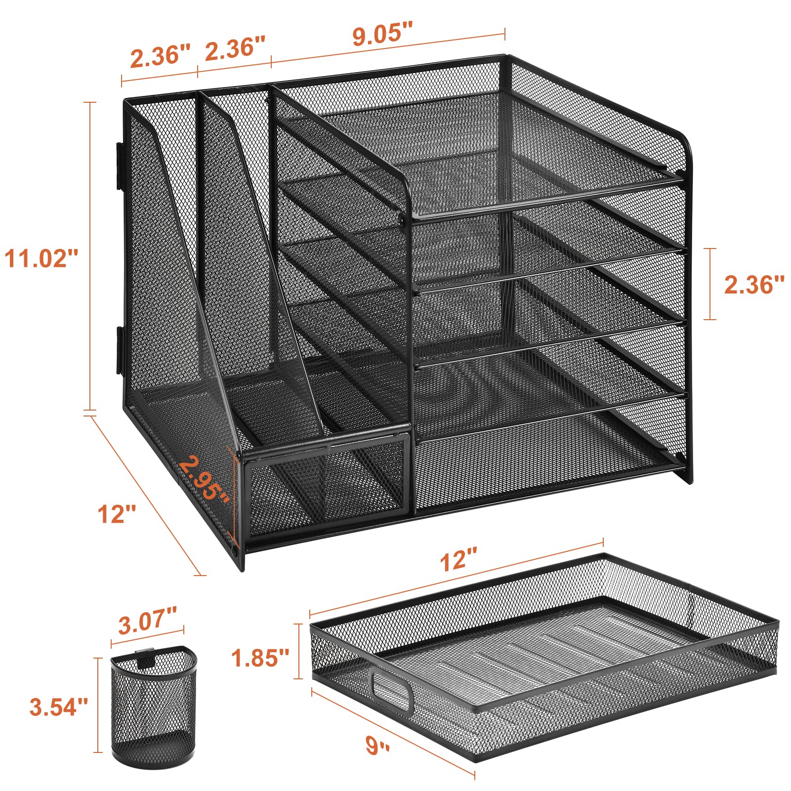 marbrasse-schreibtisch-organizer-schwarz-mit-schublade-5-ebenen-metall image 6