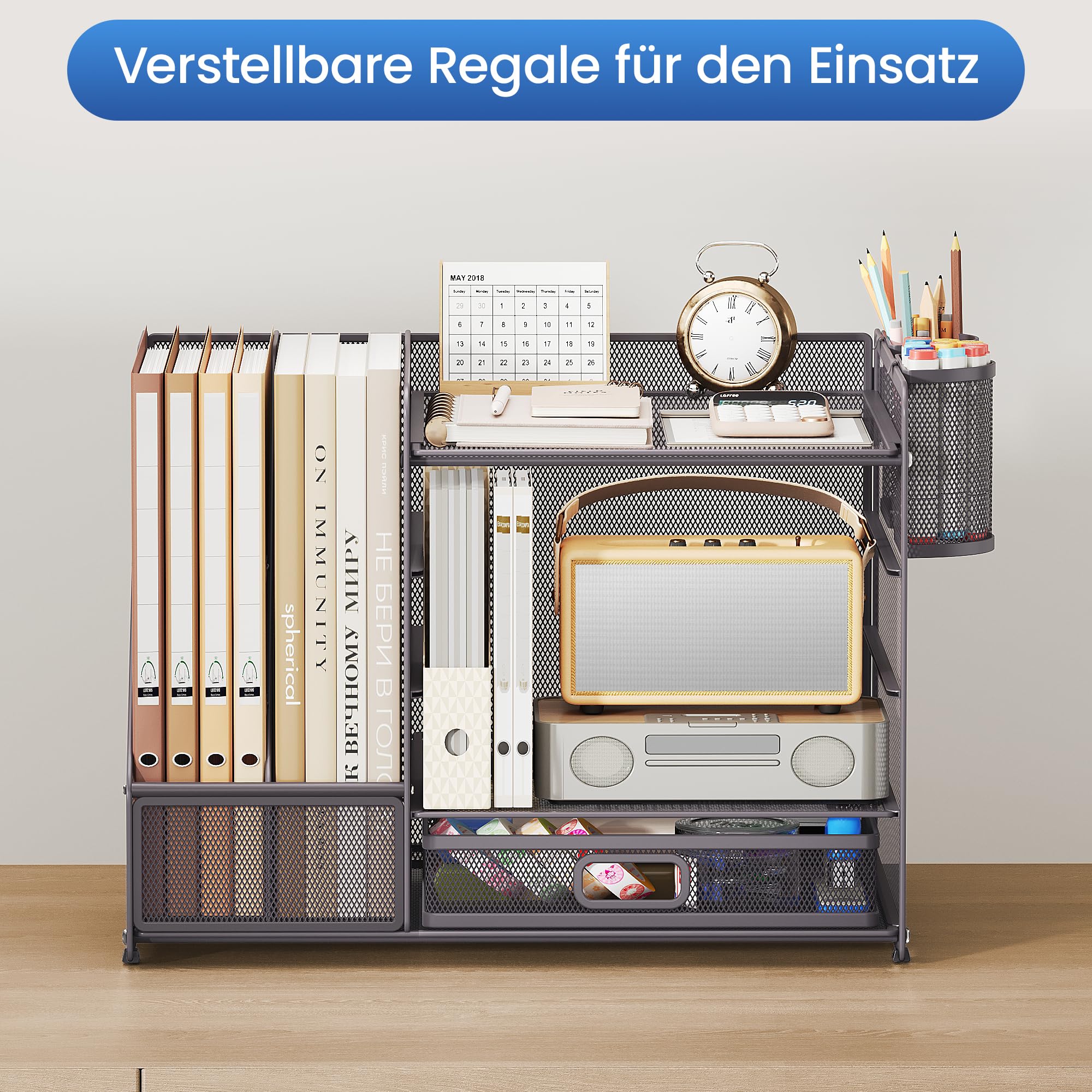 vitviti-desk-organizer-schreibtisch-organizer-grau-5-f-cher-metall image 3