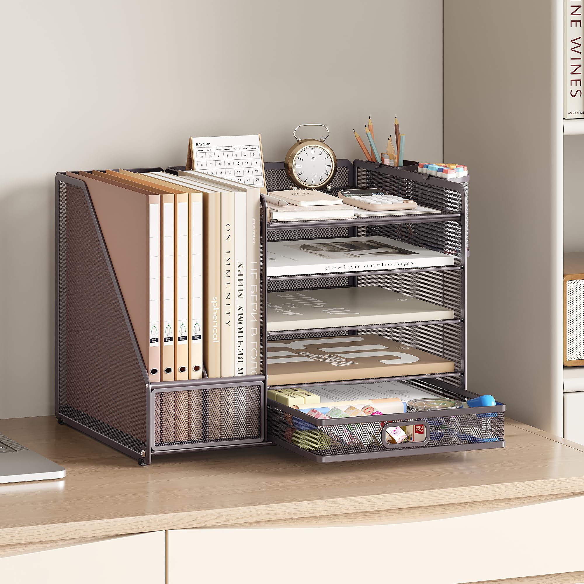 vitviti-desk-organizer-schreibtisch-organizer-grau-5-f-cher-metall image 7