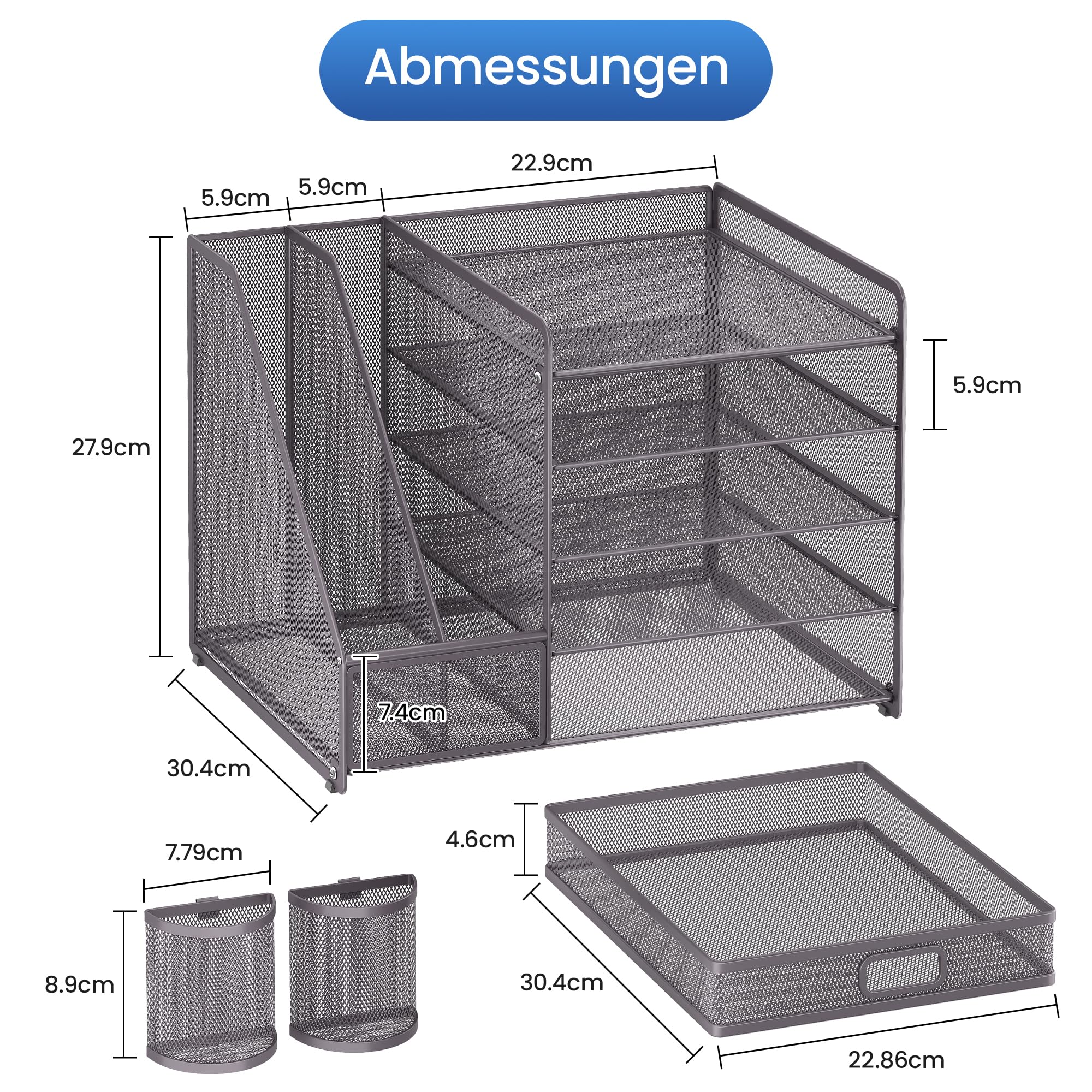 vitviti-desk-organizer-schreibtisch-organizer-grau-5-f-cher-metall image 5