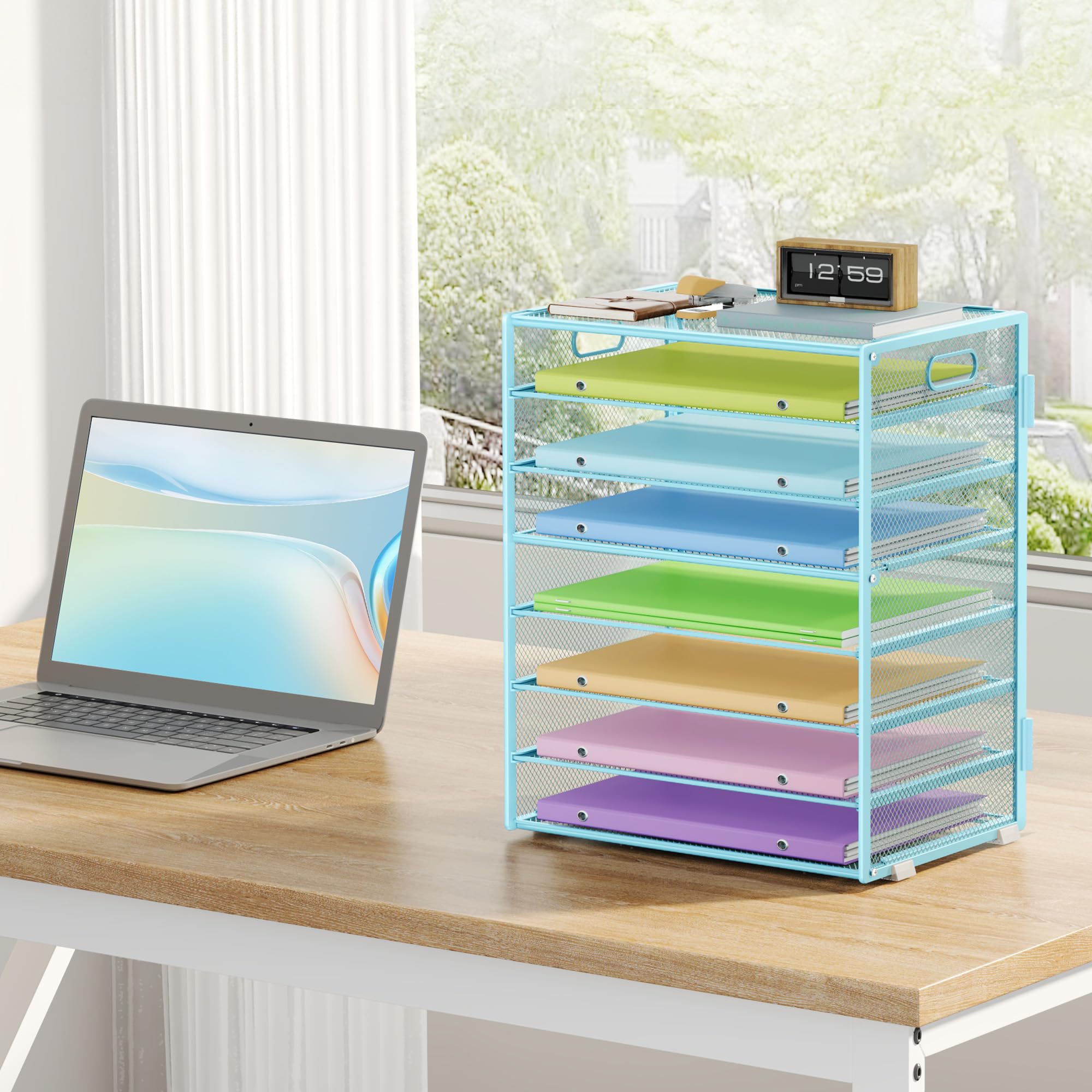 marbrasse-schreibtisch-organizer-metall-blau-8-fach-ablage image 5