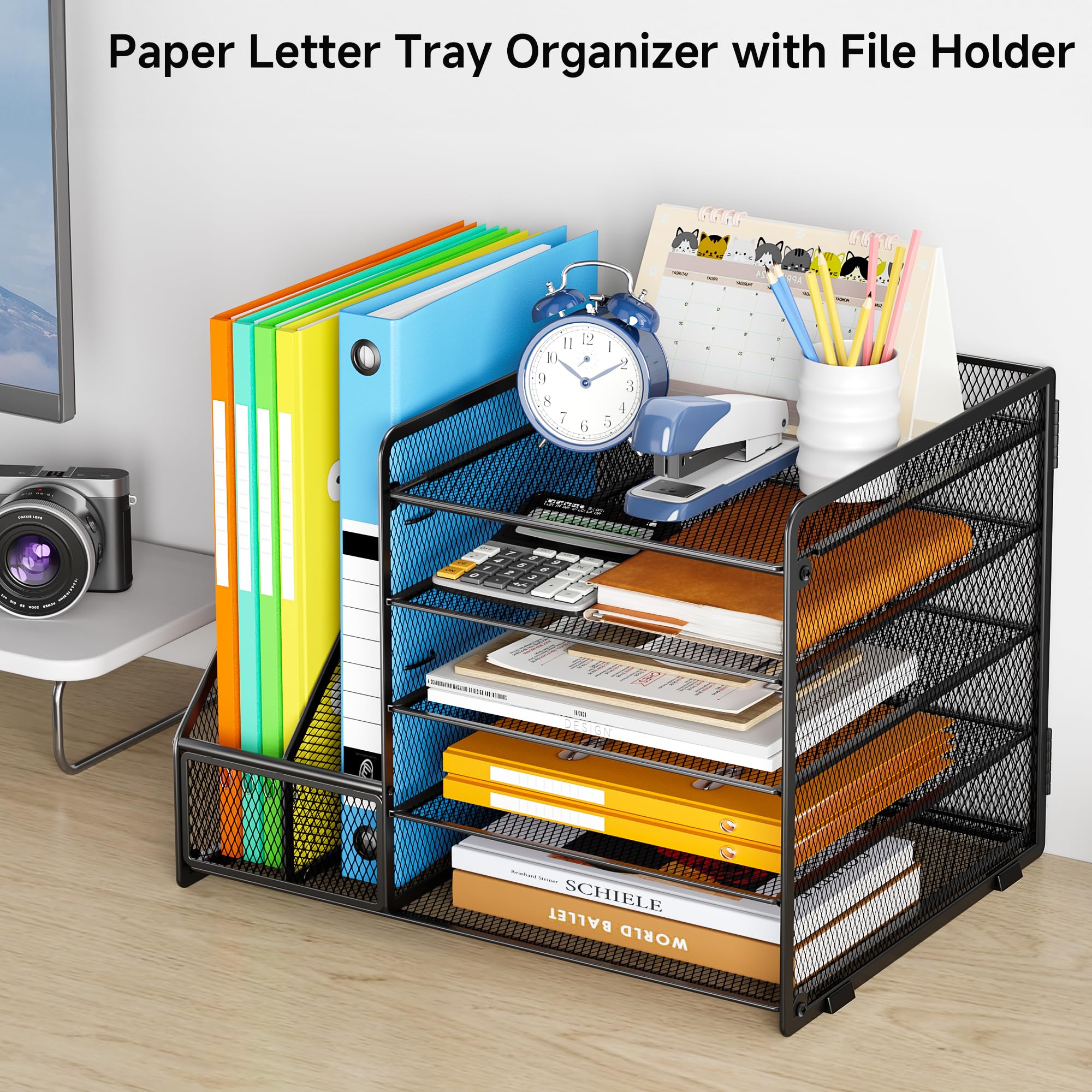 vitviti-desk-5-ebenen-briefablage-schwarz-a4-mit-stehsammler image 3