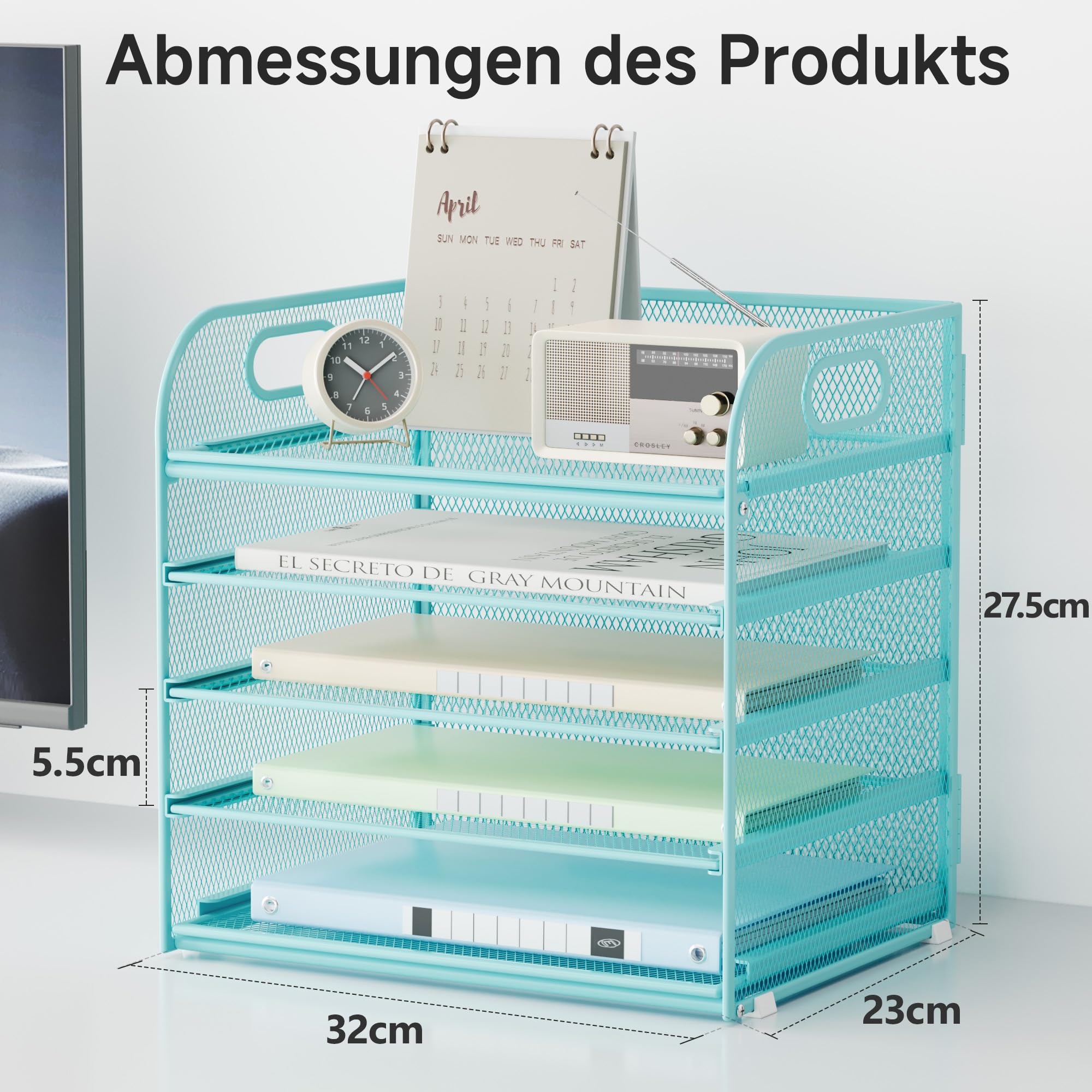 vitviti-desk-organizer-briefablage-blau-5-stufig-mit-griff image 2