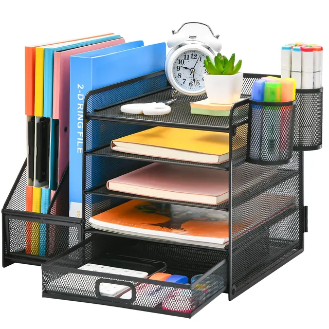 marbrasse-office-supplies-schreibtisch-organizer-schwarz-mit-schublade image 1