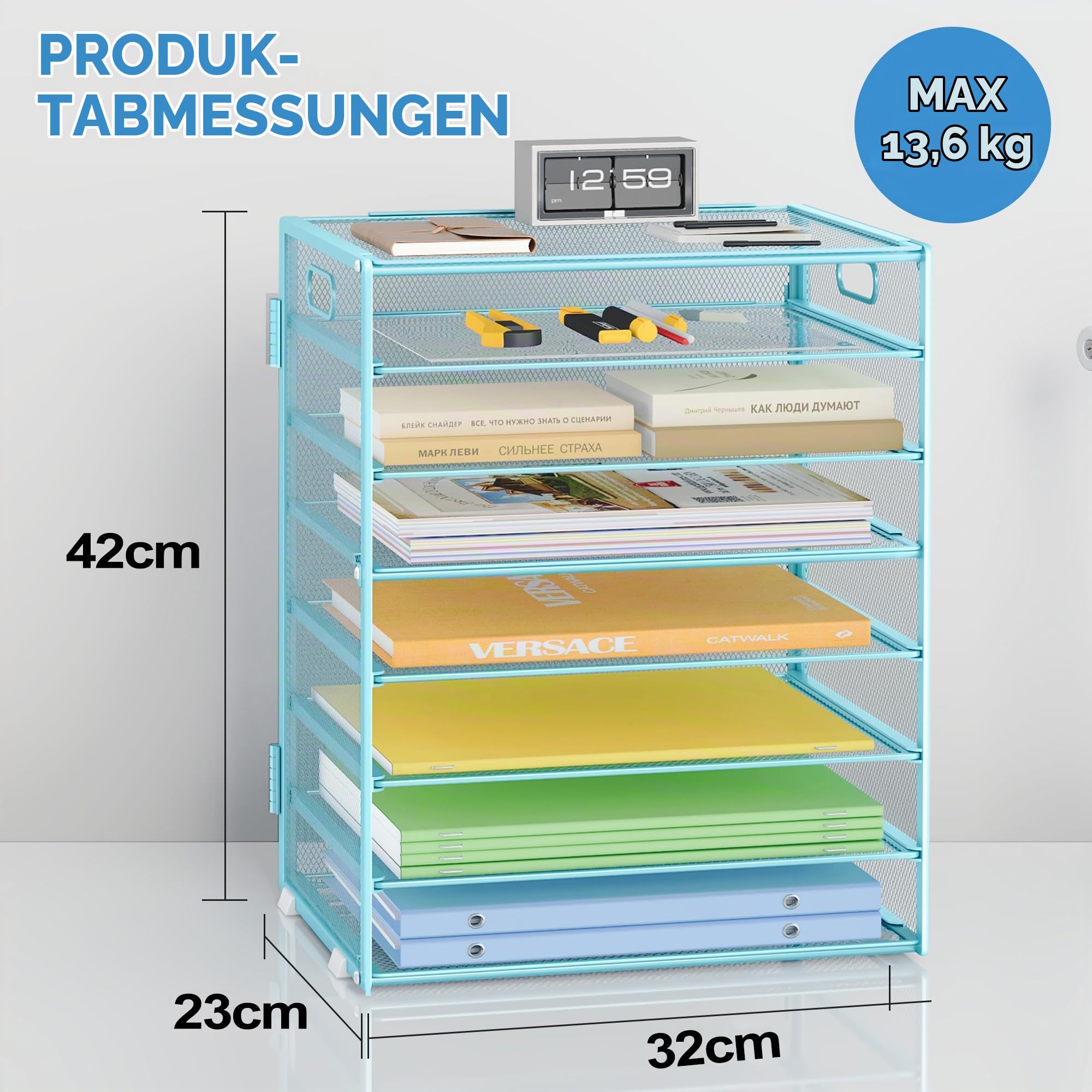 marbrasse-schreibtisch-organizer-metall-blau-8-fach-ablage image 2