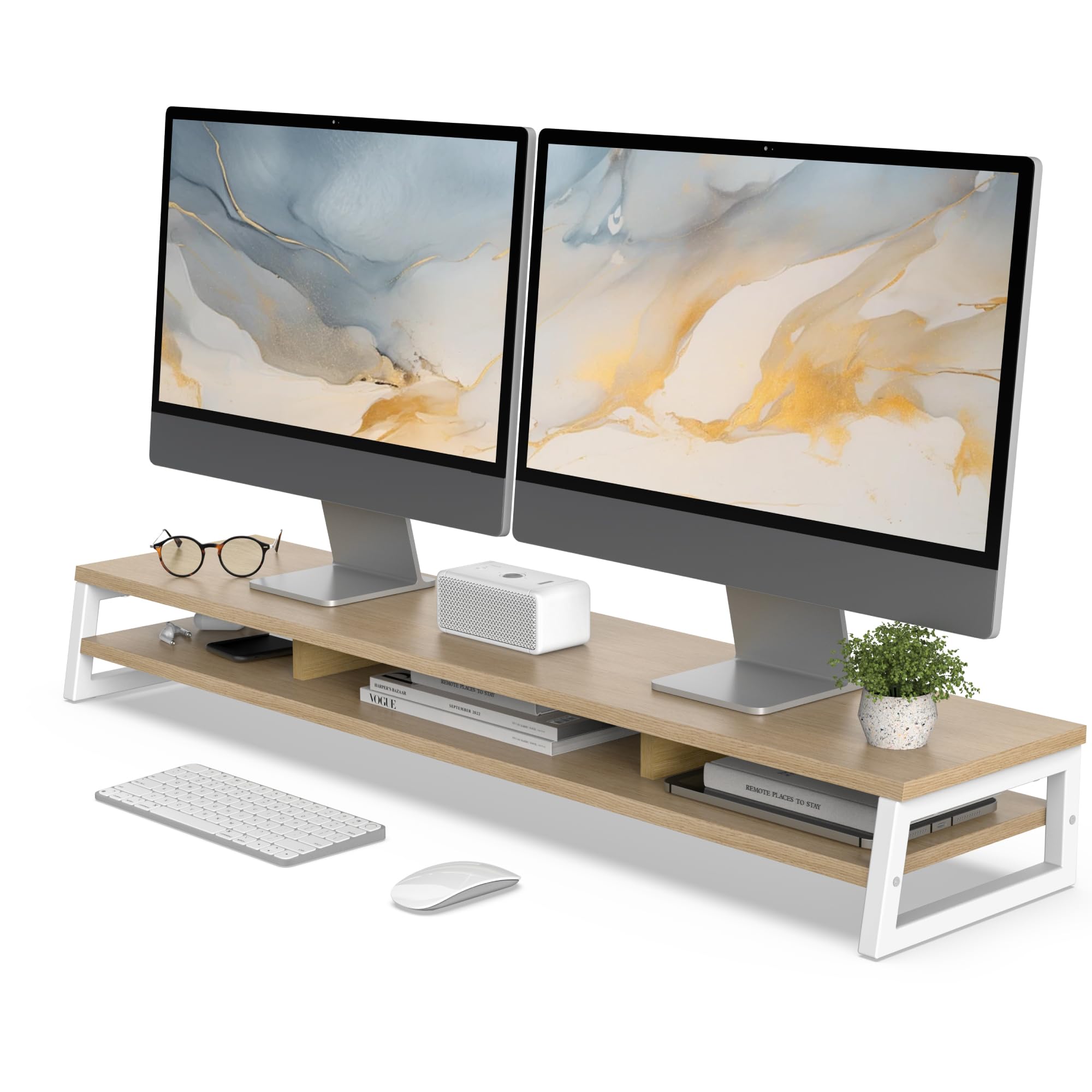 fenge-rodin-dual-monitorst-nder-108cm-eiche-holz image 1