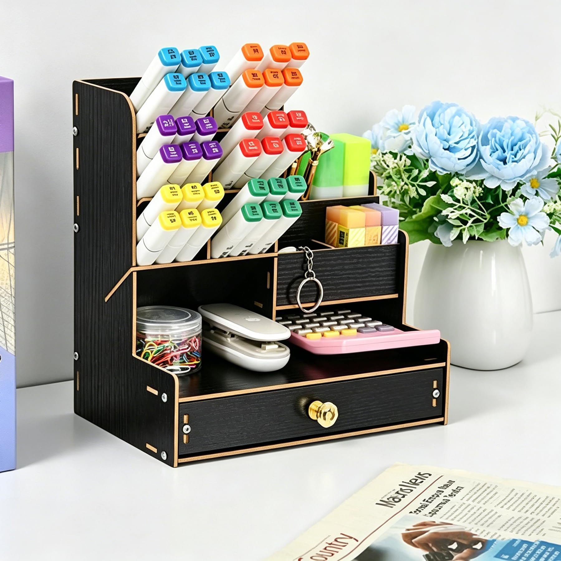 marbrasse-schreibtisch-organizer-holz-schwarz-stifthalter-diy image 4