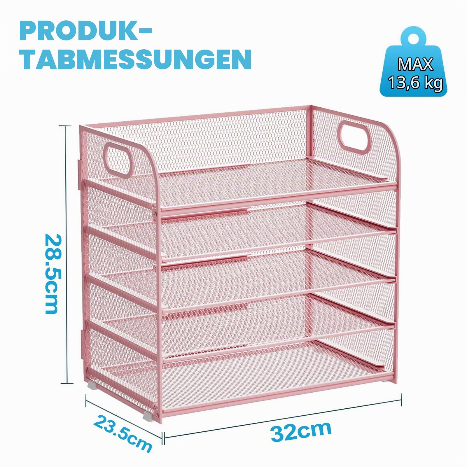 marbrasse-office-5-f-cher-briefablage-rosa-a4-mesh-mit-griff image 3