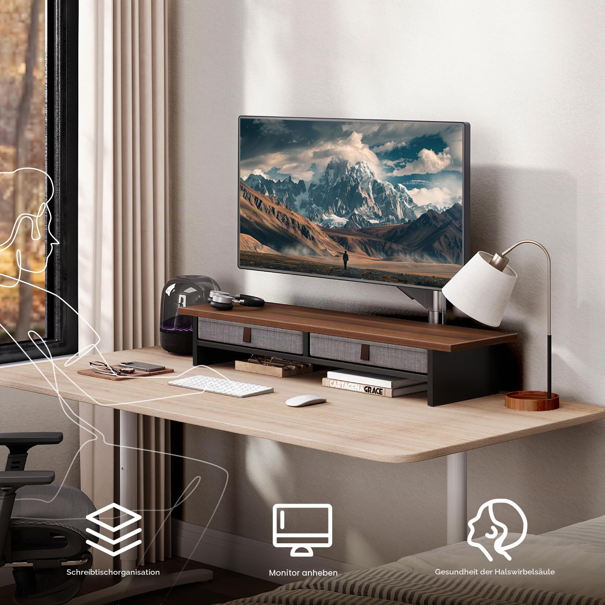 fenge-rodin-series-monitorst-nder-90cm-braun-2-schubladen-holz image 6