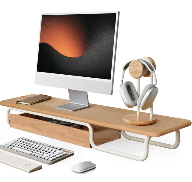 fenge-rodin-monitorst-nder-95-cm-eiche-holz-mit-schublade image 1