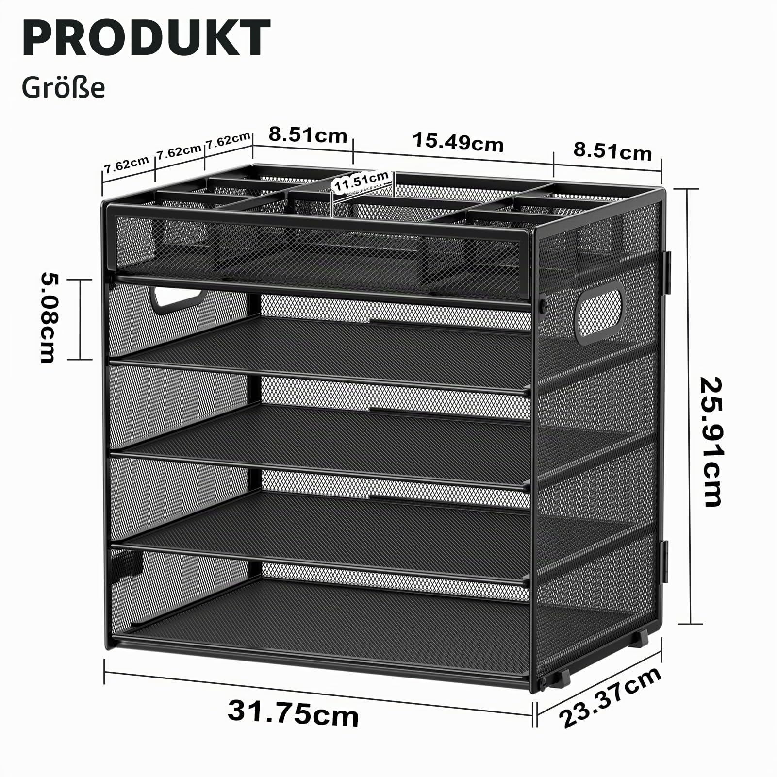 marbrasse-5-stufiger-schreibtisch-organizer-mesh-schwarz-verstellbar image 6