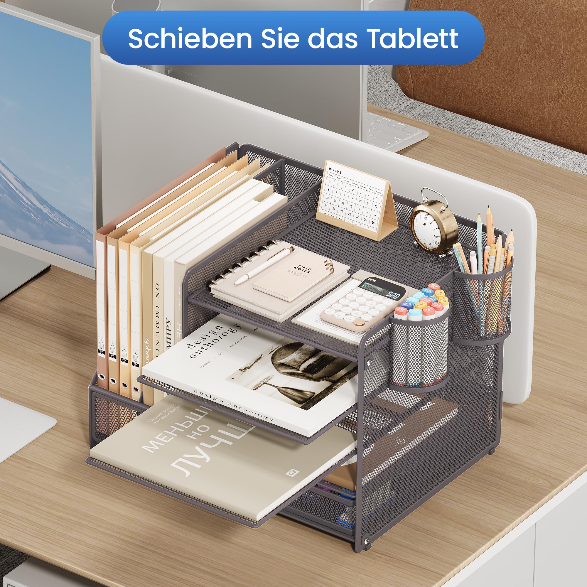 vitviti-desk-organizer-schreibtisch-organizer-grau-5-f-cher-metall image 2