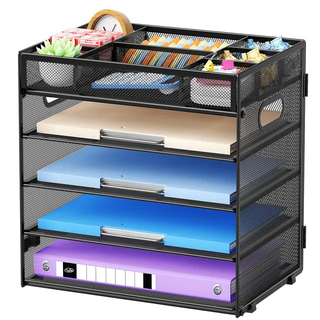 marbrasse-5-stufiger-schreibtisch-organizer-mesh-schwarz-verstellbar image 1