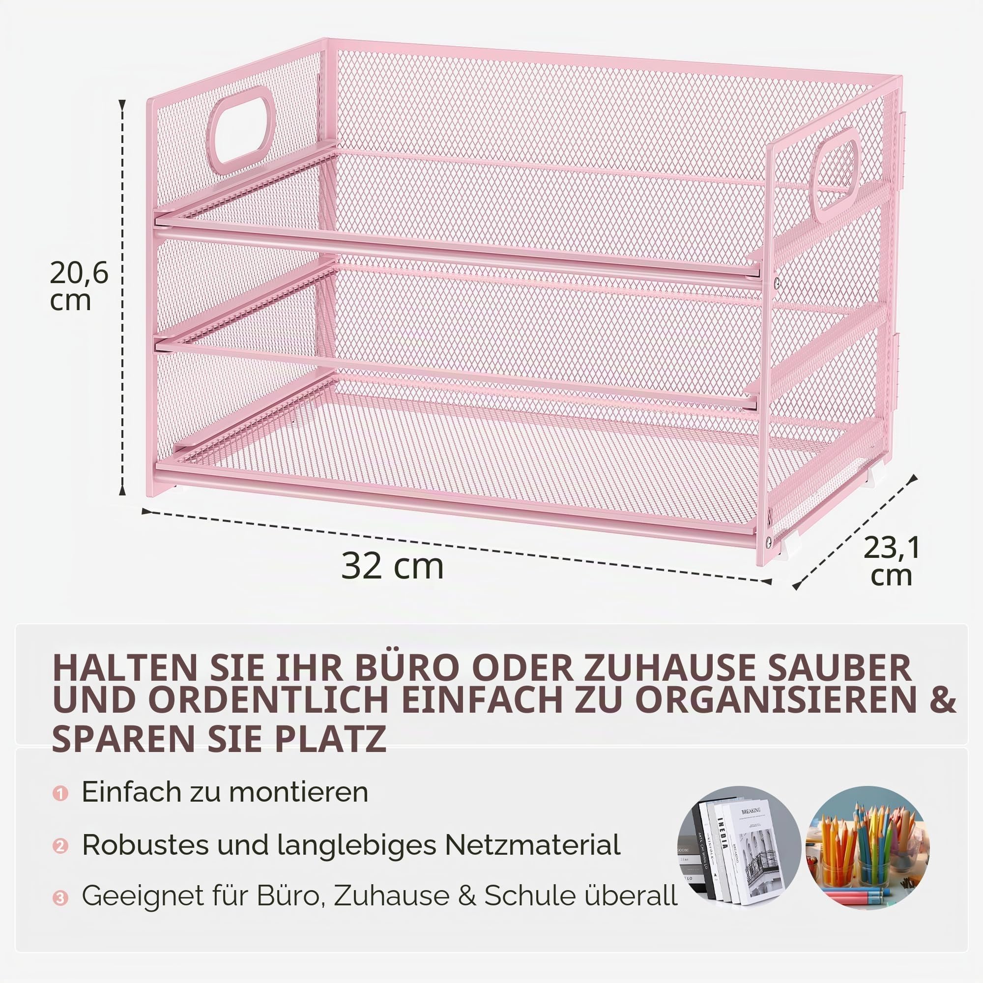 vitviti-desk-organizer-briefablage-rosa-3-stufig-mit-griff image 2