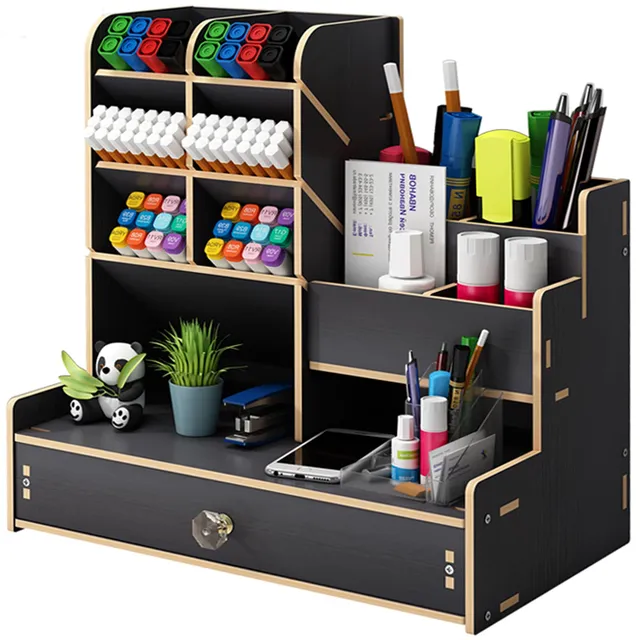 marbrasse-schreibtisch-organizer-holz-schwarz-stifthalter-diy image 1