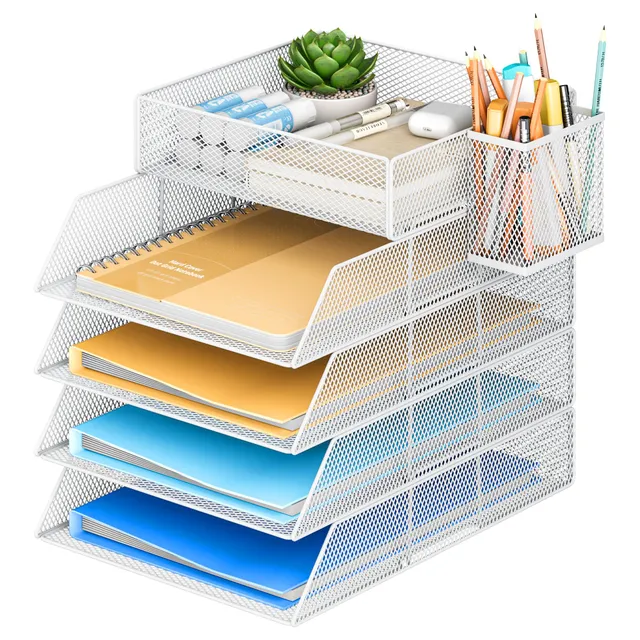 vitviti-desk-organizer-briefablage-wei-metall-5-fach image 1