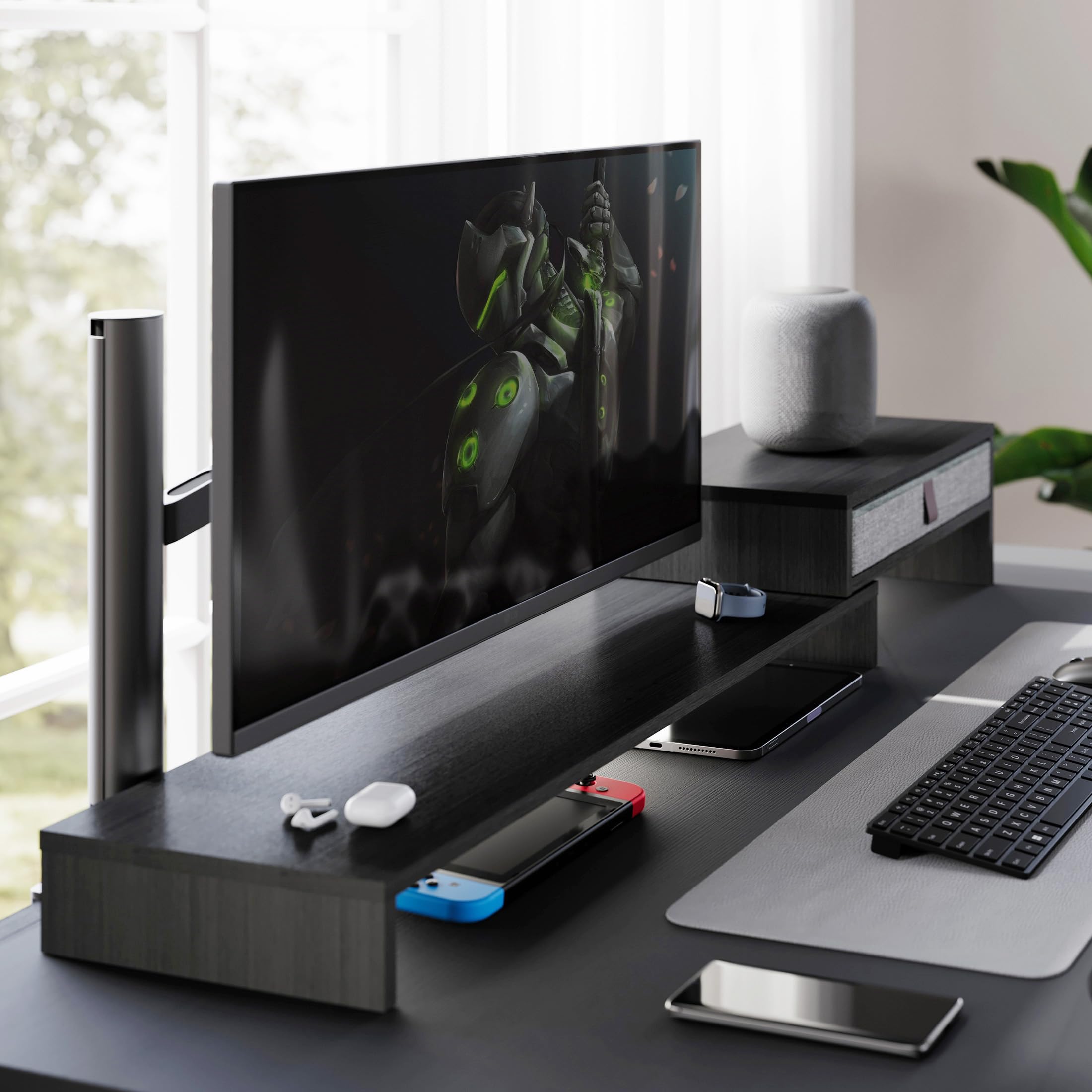 fenge-rodin-series-monitorst-nder-dual-schwarz-108cm-holz image 2