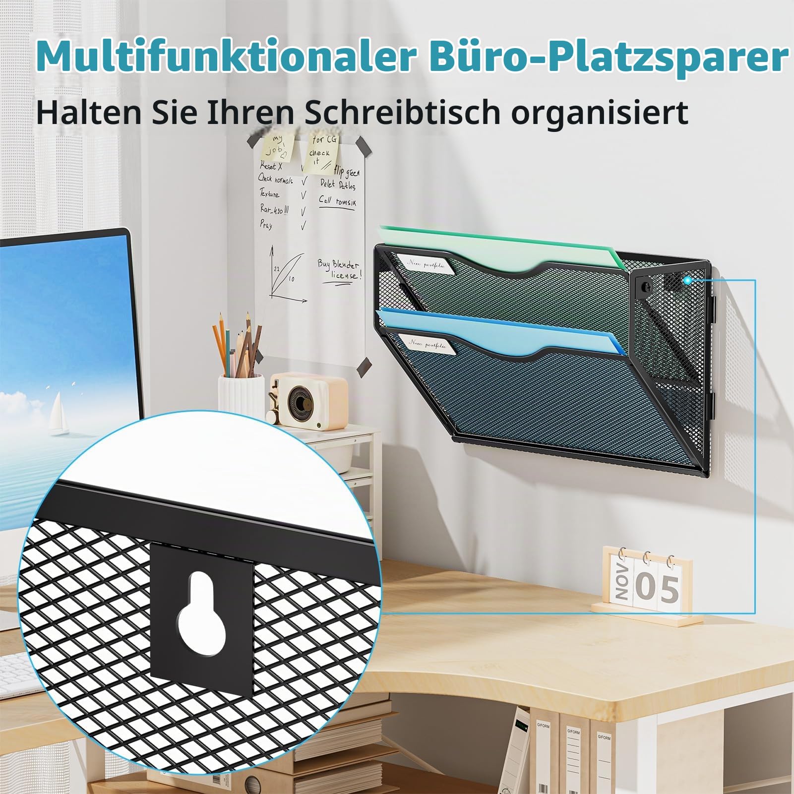 marbrasse-wandorganizer-schwarz-2-f-cher-a4-metall image 2